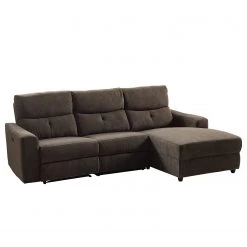 Modoform Ecksofa Bazaar - Flachgewebe - Braungrau - Ottomane davorstehend rechts