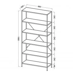 Fredriks Regal Meon II - Eiche Grau Dekor -Wohnzimmermöbel boutique en ligne 1000201090 200814 14304400011 SKETCH DETAILS P000000001000201090 sketch