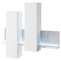 Loftscape Wohnwand Littor (3-teilig) - inkl. Beleuchtung - Weiß / Beton Dekor -Wohnzimmermöbel boutique en ligne 1000202015 200203 11093000116 DETAILS P000000001000202015