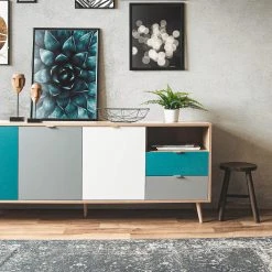 Norrwood Sideboard Bibury II - Mehrfarbig / Eiche Sonoma Dekor -Wohnzimmermöbel boutique en ligne 1000202461 200124 09542900170 DETAILS P000000001000202461