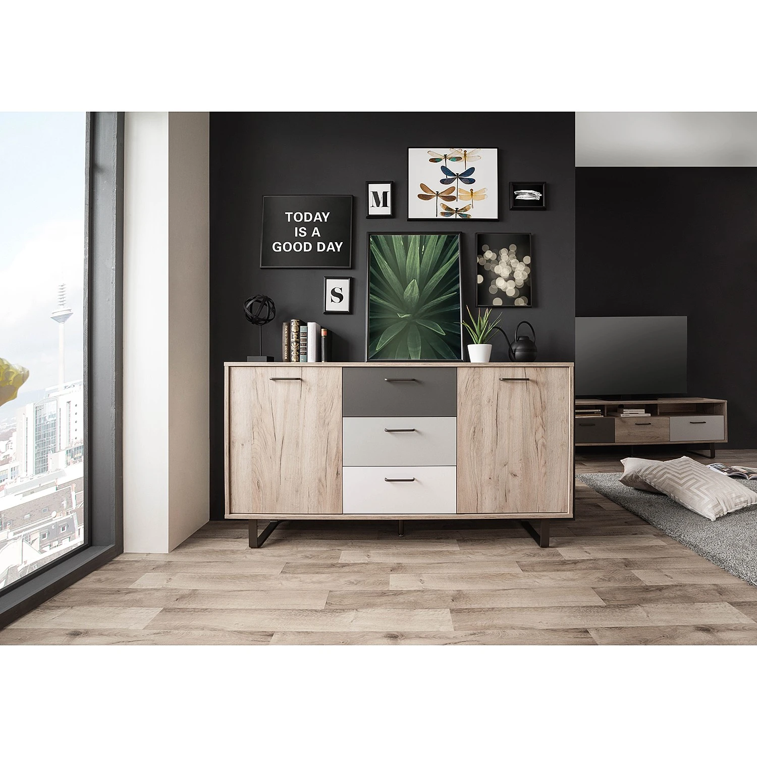 Norrwood Sideboard Brookton - Mehrfarbig / Eiche Dekor 2 Norrwood Sideboard Brookton - Mehrfarbig / Eiche Dekor – Bild 2