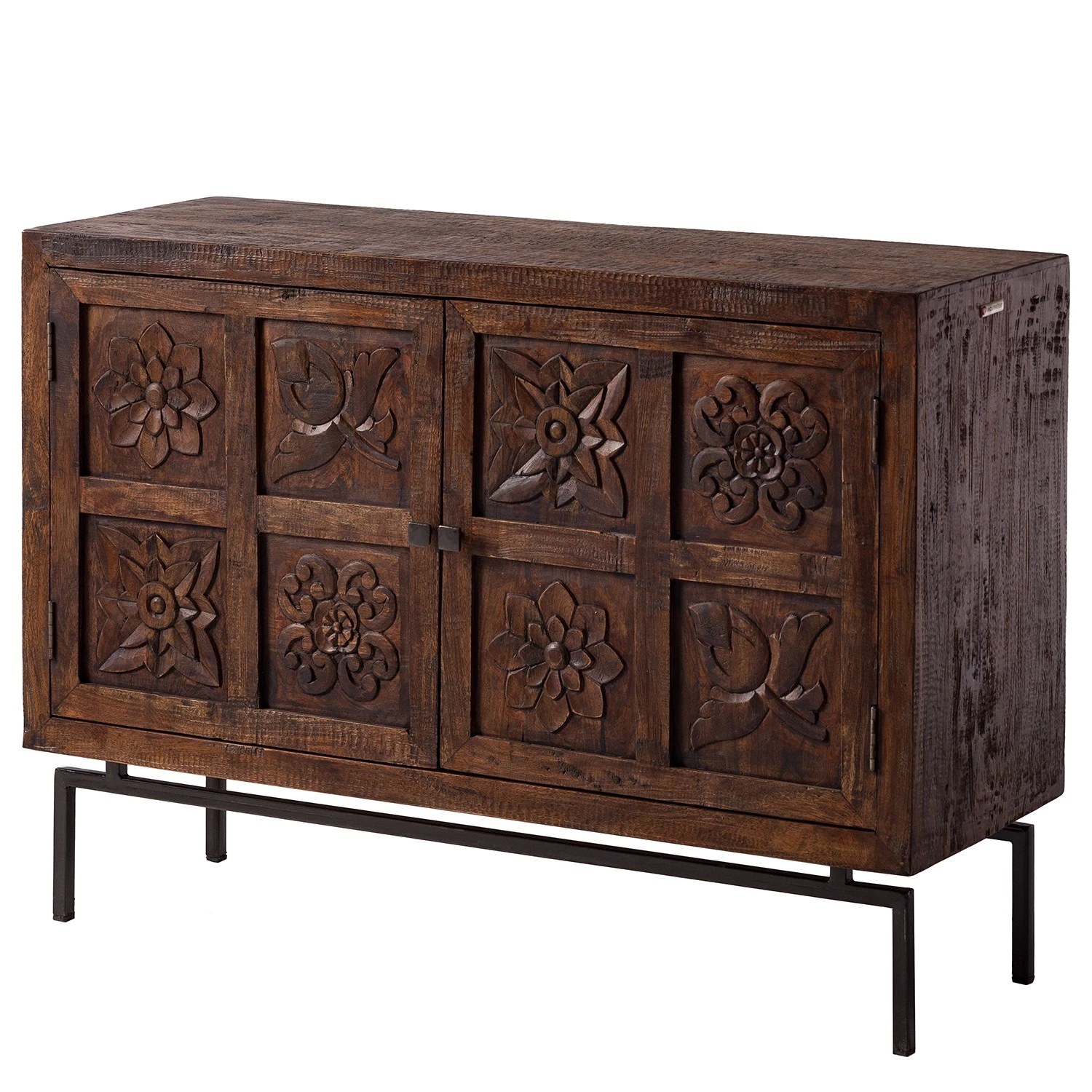 Wolf-Möbel Kommode Carving - Akazie massiv / Metall - Akazie / Schwarz 1 Wolf-Möbel Kommode Carving - Akazie massiv / Metall - Akazie / Schwarz