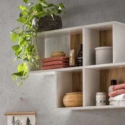 Schildmeyer Wandregal Padua - Weiß / Eiche Landhaus Dekor -Wohnzimmermöbel boutique en ligne 1000202507 200320 13521500002 DETAILS P000000001000202507