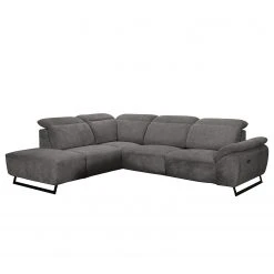 Fredriks Ecksofa NoHo - Microfaser - Grau - Ottomane davorstehend links - Relaxfunktion