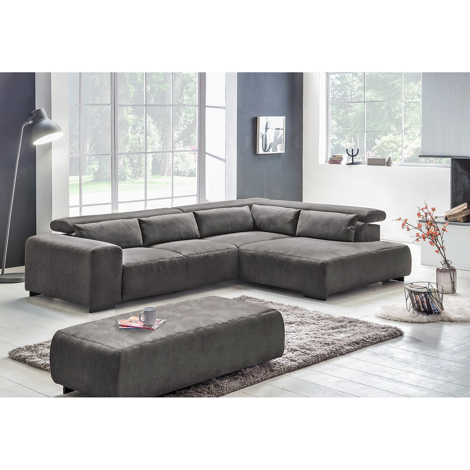 Fredriks Ecksofa Dolton - Microfaser - Grau - Ottomane davorstehend rechts 4 Fredriks Ecksofa Dolton - Microfaser - Grau - Ottomane davorstehend rechts – Bild 4