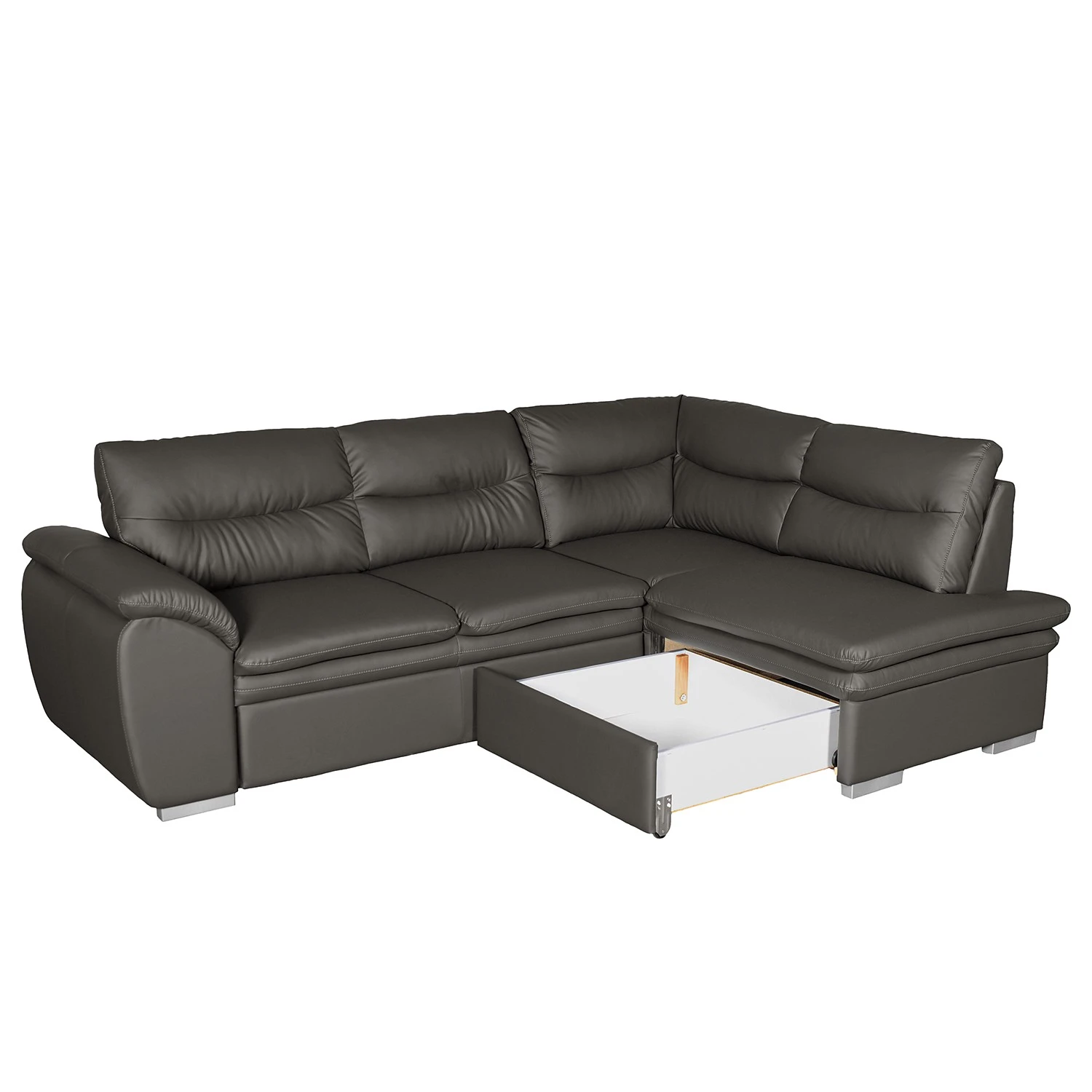 Fredriks Ecksofa Elkin - Kunstleder - Dunkelgrau - Ottomane davorstehend rechts - Schlaffunktion - Bettkasten 5 Fredriks Ecksofa Elkin - Kunstleder - Dunkelgrau - Ottomane davorstehend rechts - Schlaffunktion - Bettkasten – Bild 5