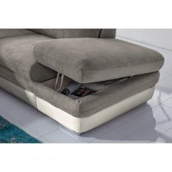 Fredriks Ecksofa Gerton - Kunstleder - Grauweiß - Ottomane davorstehend rechts -Wohnzimmermöbel boutique en ligne 1000205321 200310 12372001869 DETAILS P000000001000205321