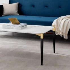 Jack & Alice Couchtisch Conyers - Glas / Metall - Marmor Weiß Dekor / Schwarz -Wohnzimmermöbel boutique en ligne 1000205493 201029 13573600004 DETAILS P000000001000205493