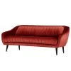 Red Living Sofa Margon (3-Sitzer) - Samt - Kirschrot - Schwarz