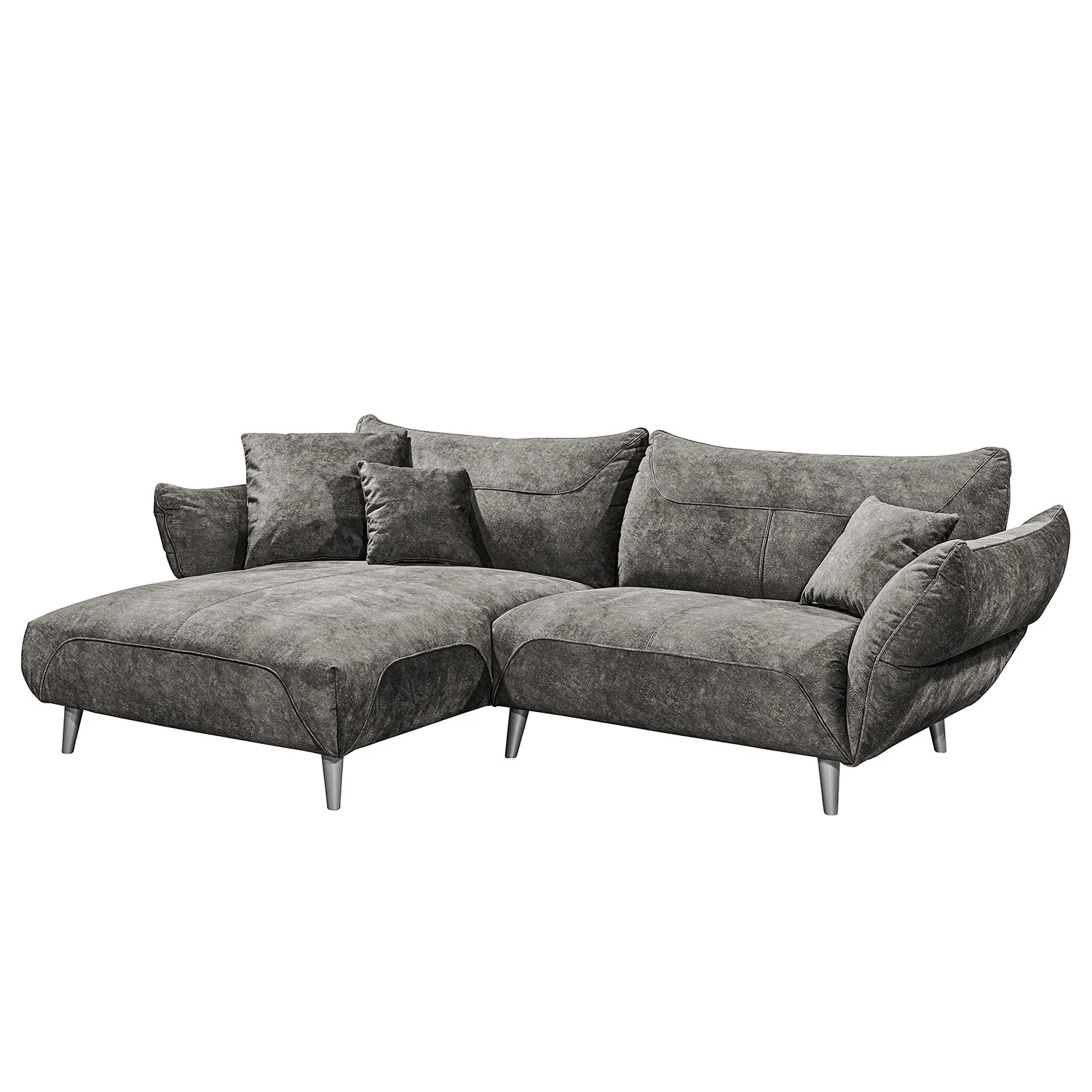 Ars manufacti Ecksofa Venes - Antiklederlook - Grau - Longchair davorstehend links - 3 Kissen 1 Ars manufacti Ecksofa Venes - Antiklederlook - Grau - Longchair davorstehend links - 3 Kissen