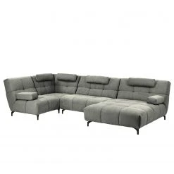 Fredriks Wohnlandschaft Bellmore III - Microfaser - Lichtgrau - Mit Kopfstütze