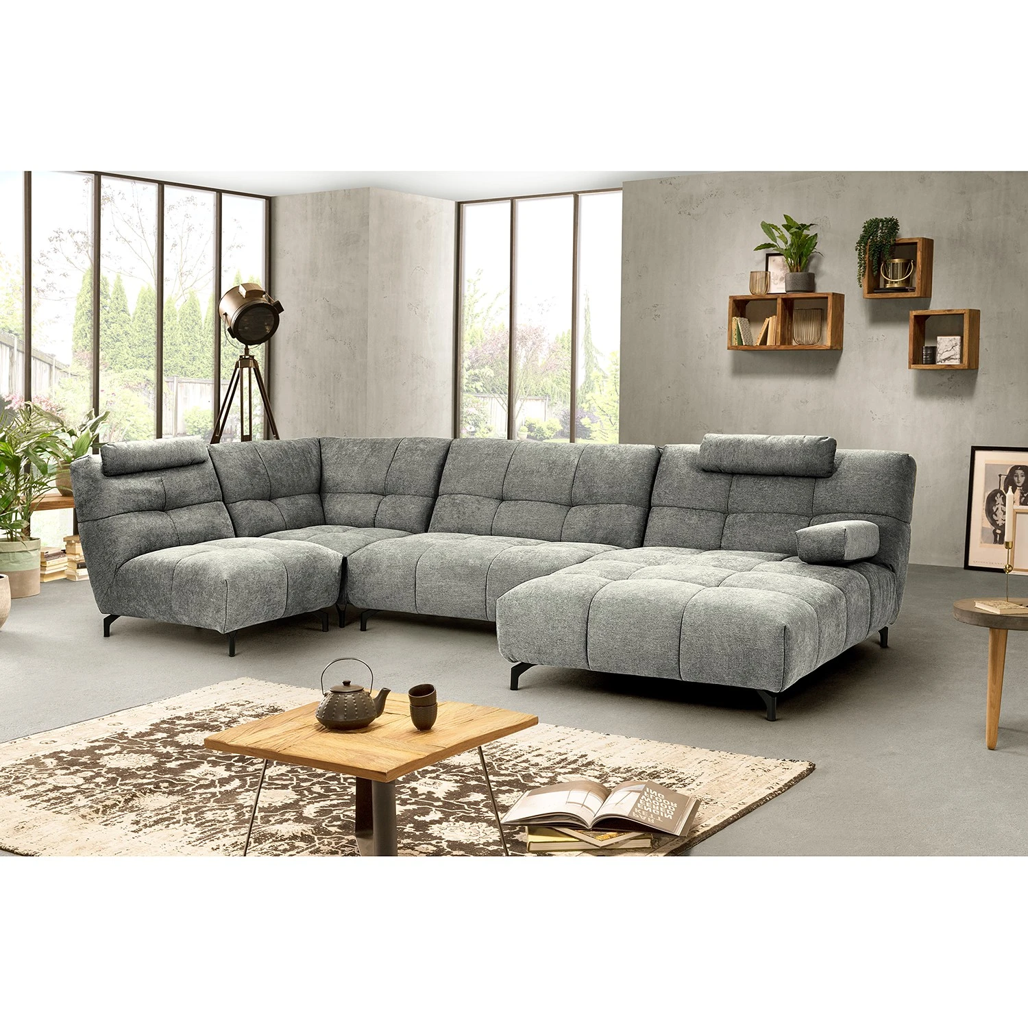 Fredriks Wohnlandschaft Bellmore III - Microfaser - Lichtgrau - Mit Kopfstütze 2 Fredriks Wohnlandschaft Bellmore III - Microfaser - Lichtgrau - Mit Kopfstütze – Bild 2