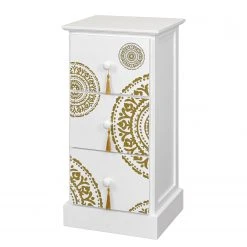 Ridgevalley Kommode Youx - Paulownia teilmassiv - Weiß / Gold - Höhe: 60 cm