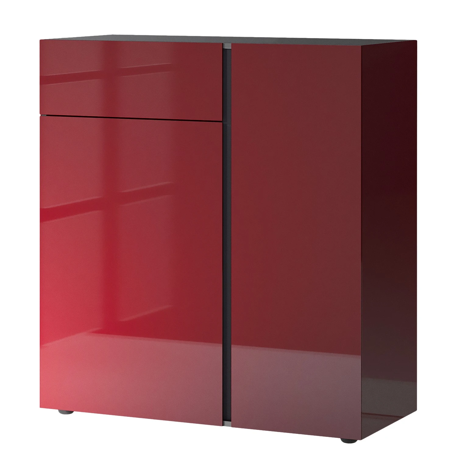 Germania Kommode Mesa II - Glas - Rubinrot / Graphit 1 Germania Kommode Mesa II - Glas - Rubinrot / Graphit