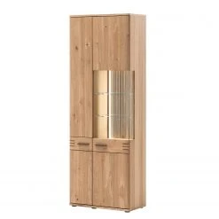 Loftscape Vitrinenschrank Salvo - Eiche teilmassiv - Balkeneiche Bianco / Grau