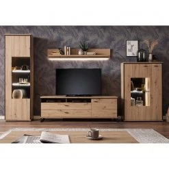 Loftscape Wohnwand Buena III (4-teilig) - Balkeneiche Dekor / Anthrazit