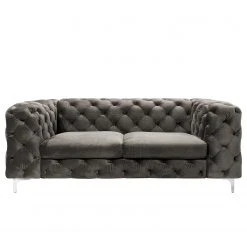 Jack & Alice Sofa Leominster II (3-Sitzer) - Samt Fosca: Dunkelgrau -Wohnzimmermöbel boutique en ligne 1000209057 210108 10042500239 DETAILS P000000001000209057