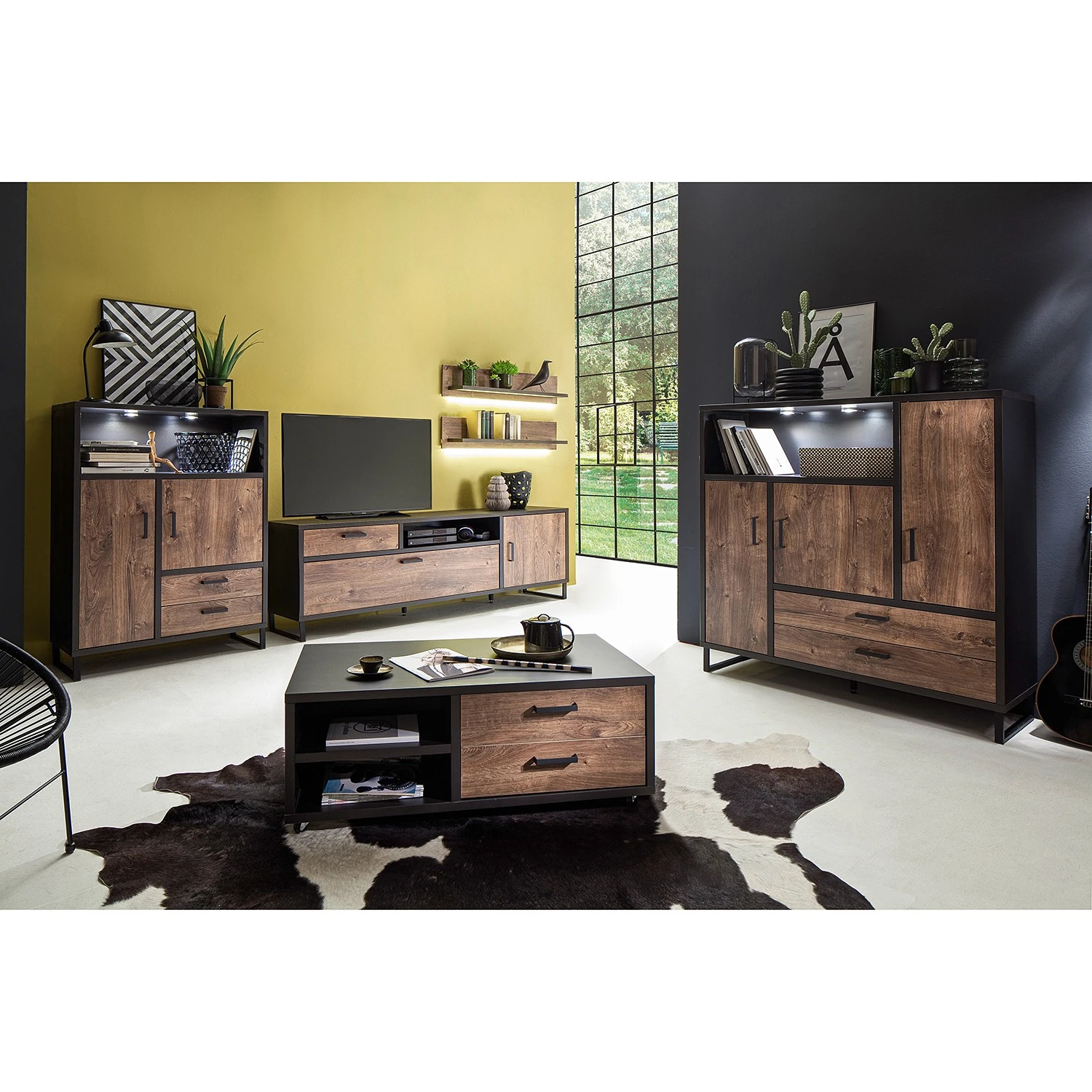 Red Living TV-Lowboard Hixson I - Eiche Barrique Dekor / Schwarz 3 Red Living TV-Lowboard Hixson I - Eiche Barrique Dekor / Schwarz – Bild 3