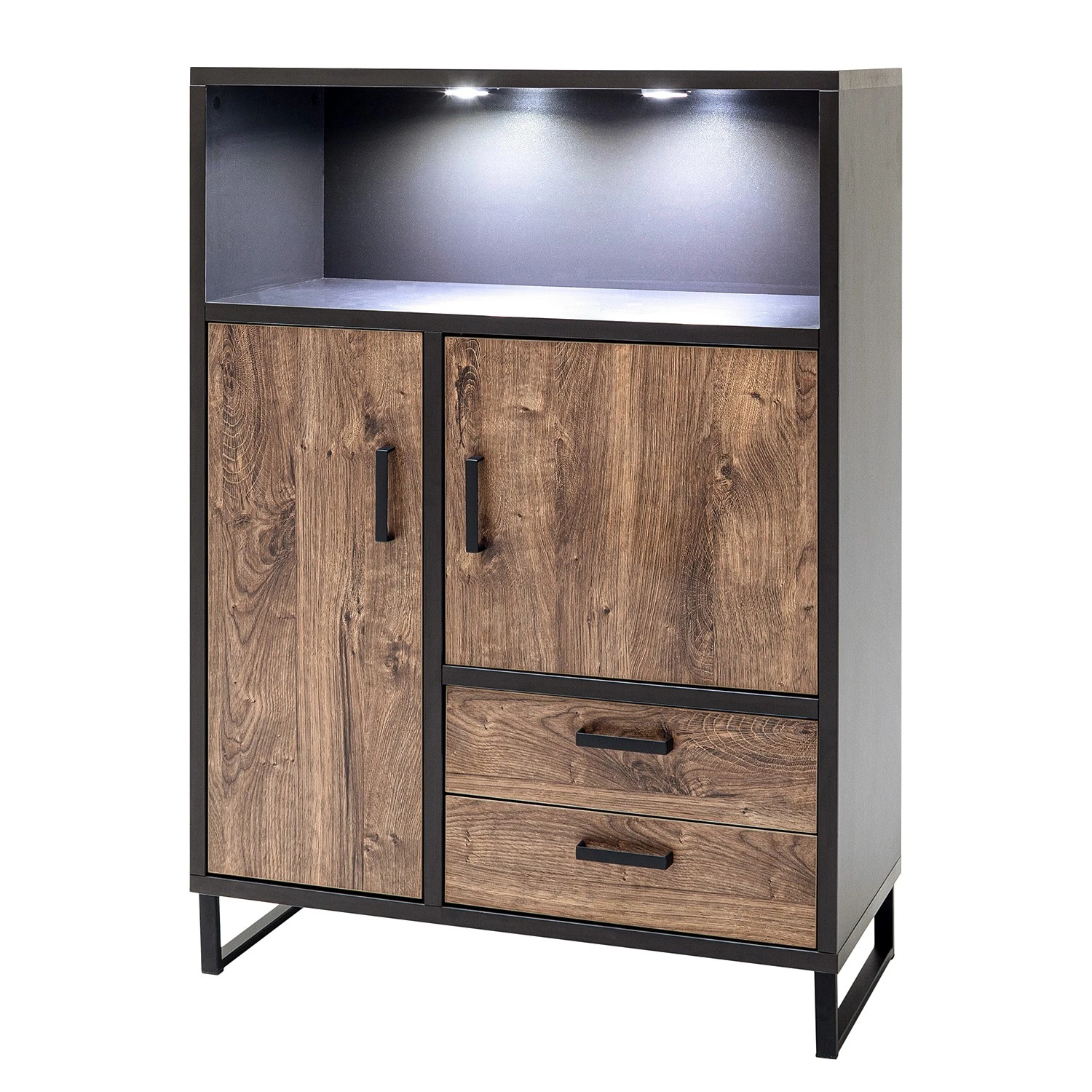 Red Living Highboard Hixson - Eiche Barrique Dekor / Schwarz 1 Red Living Highboard Hixson - Eiche Barrique Dekor / Schwarz
