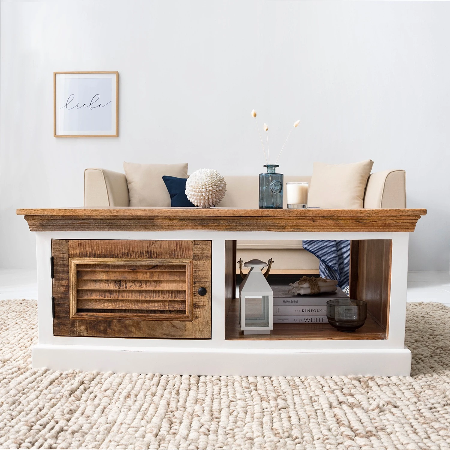 Maison Belfort Couchtisch Newhaven - Mango massiv - Mango / Weiß 3 Maison Belfort Couchtisch Newhaven - Mango massiv - Mango / Weiß – Bild 3