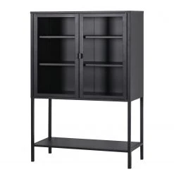 Loftscape Highboard Cowee II - Glas / Metall - Schwarz
