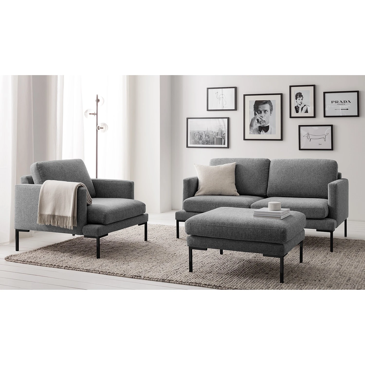 Fredriks Sofa Bellaire(2-Sitzer) - Mischgewebe - Grau - Schwarz 2 Fredriks Sofa Bellaire(2-Sitzer) - Mischgewebe - Grau - Schwarz – Bild 2