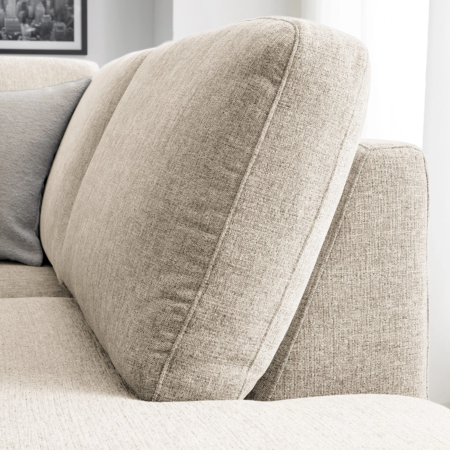 Fredriks Ecksofa Bellaire - Mischgewebe - Hellbeige - Ottomane davorstehend rechts - Schwarz 6 Fredriks Ecksofa Bellaire - Mischgewebe - Hellbeige - Ottomane davorstehend rechts - Schwarz – Bild 6