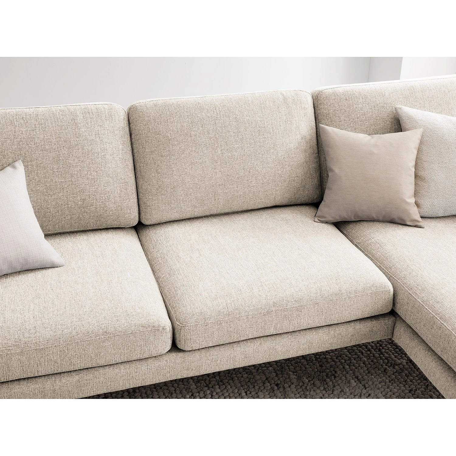 Fredriks Ecksofa Bellaire - Mischgewebe - Hellbeige - Ottomane davorstehend rechts - Schwarz 8 Fredriks Ecksofa Bellaire - Mischgewebe - Hellbeige - Ottomane davorstehend rechts - Schwarz – Bild 8