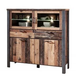 Red Living Highboard Blackpool I - Inkl. Beleuchtung - Altholz Dekor / Grau