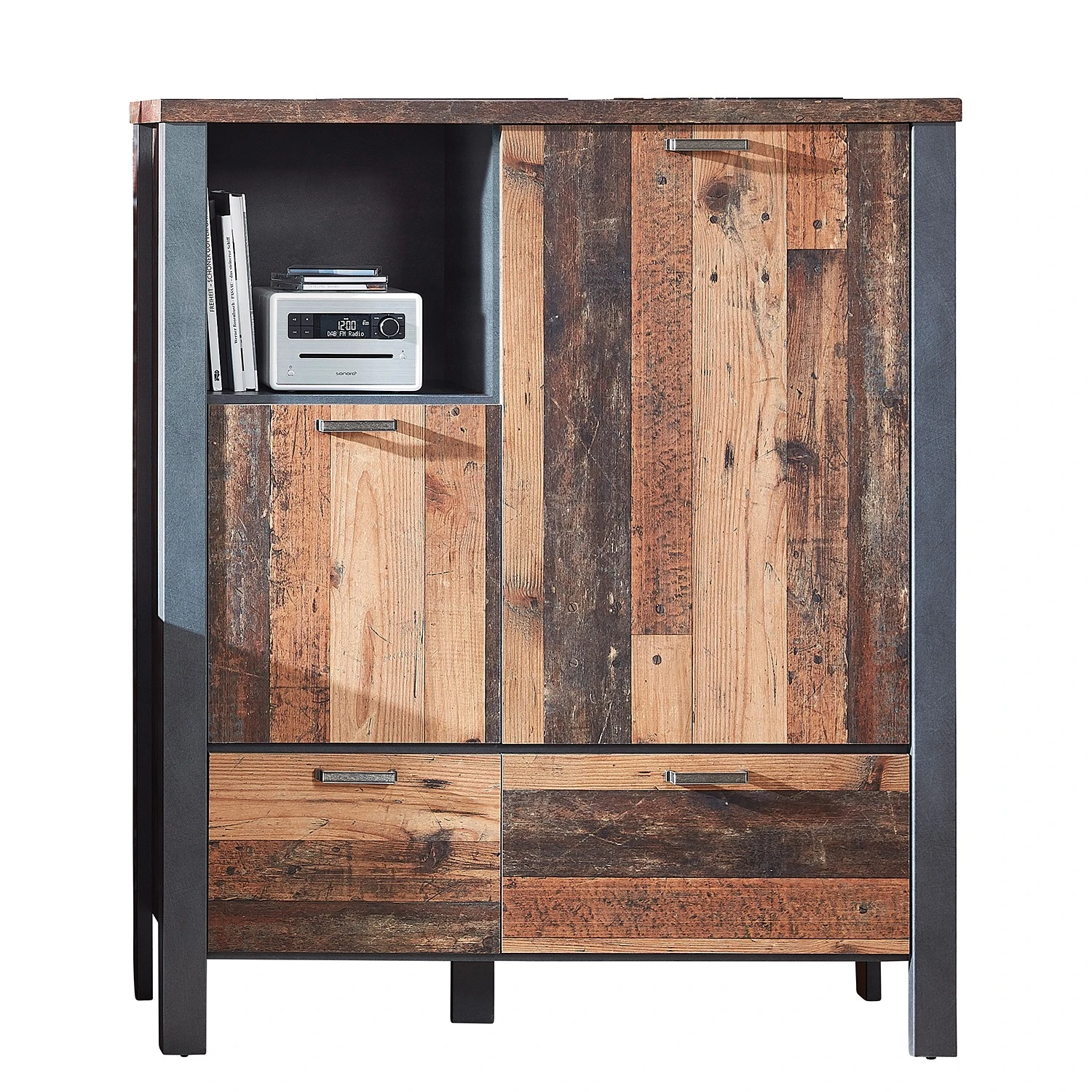 Red Living Kommode Blackpool - Altholz Dekor / Grau 1 Red Living Kommode Blackpool - Altholz Dekor / Grau