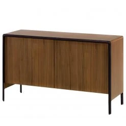 Red Living Sideboard Juuka - Echtholzfurnier - Walnuss / Schwarz