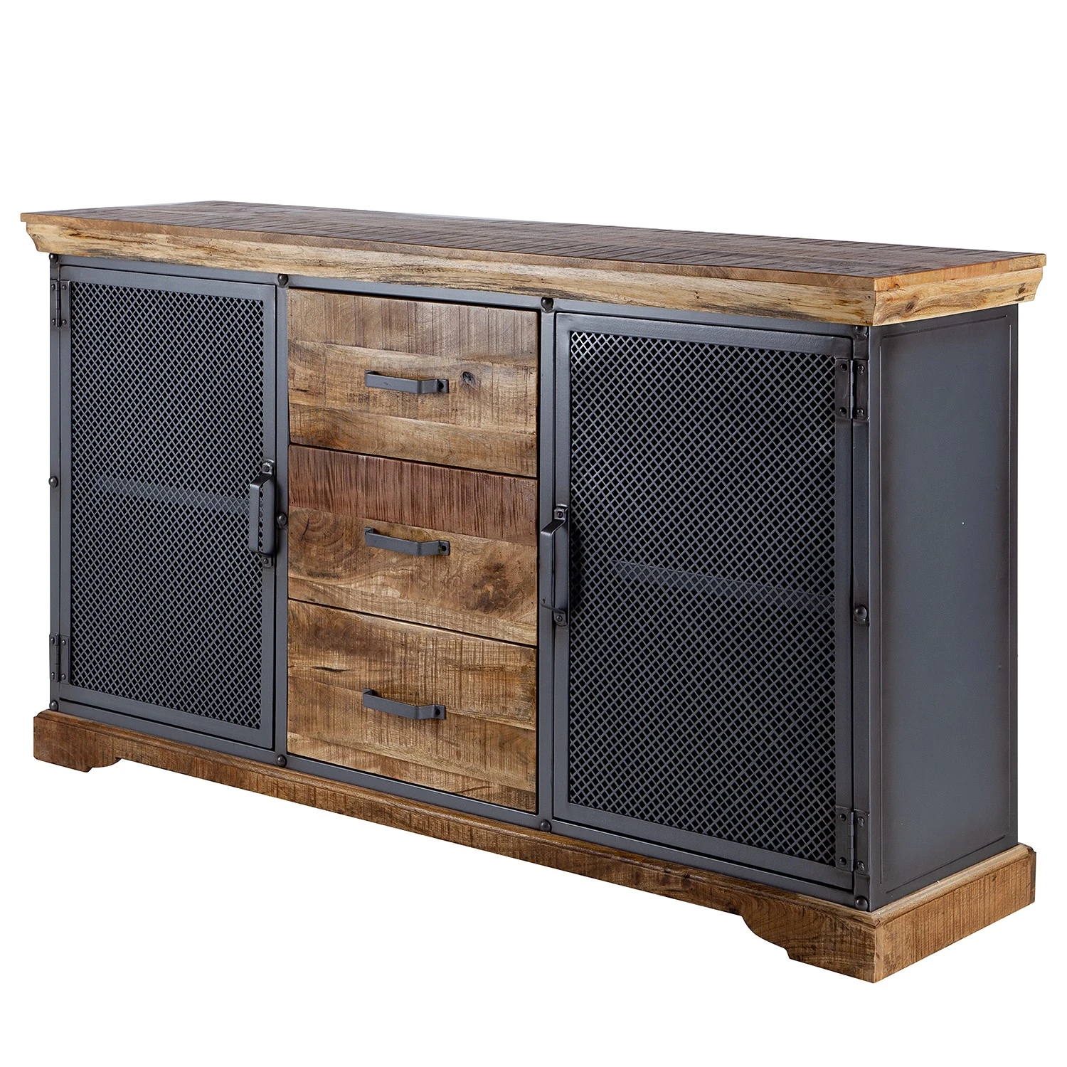 Ars manufacti Sideboard Hunter II - Mango massiv / Metall - Mango / Blaugrau 1 Ars manufacti Sideboard Hunter II - Mango massiv / Metall - Mango / Blaugrau