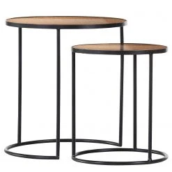 Loftscape Beistelltisch Wexford I (2er-Set) - Glas / Metall - Braun / Schwarz