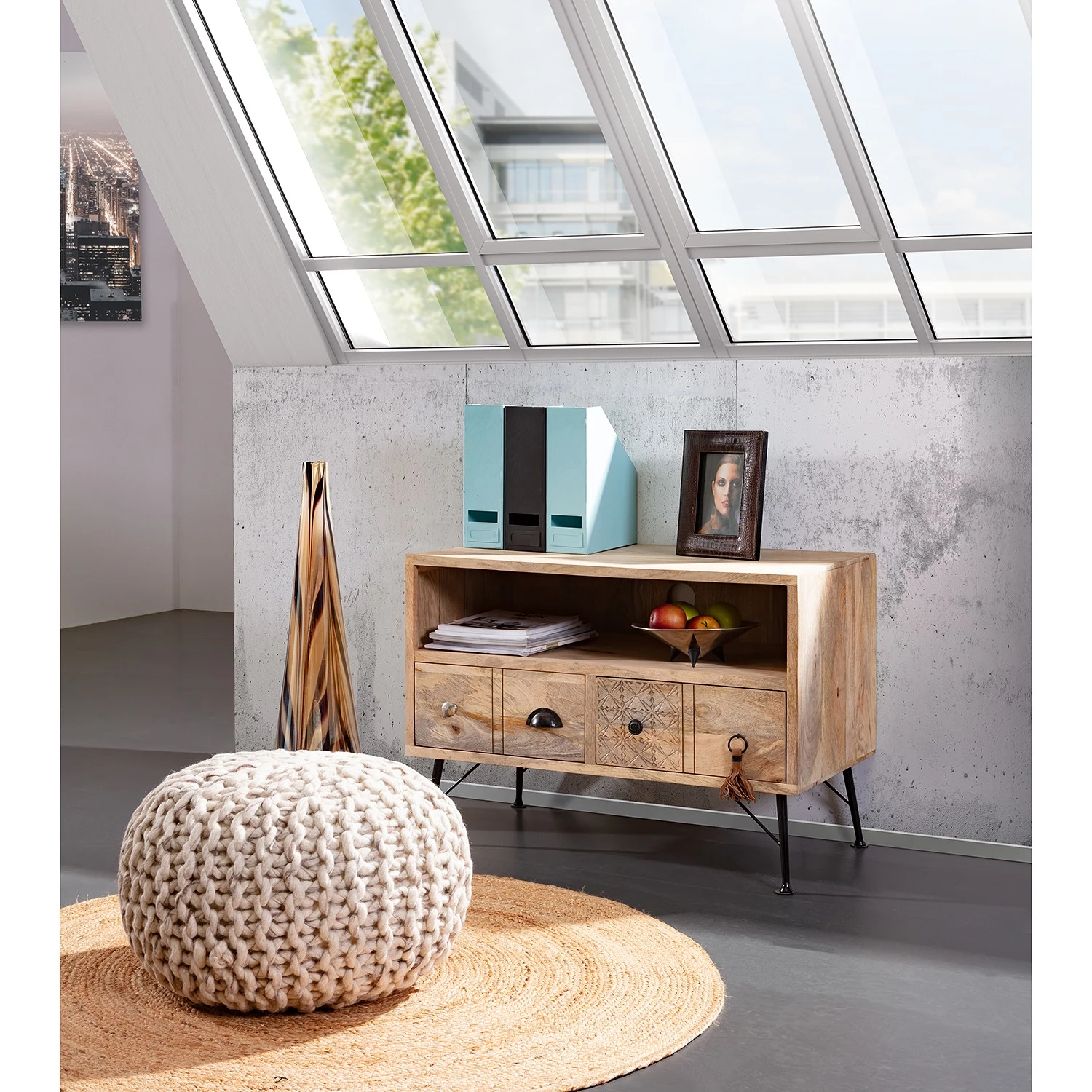 Red Living TV-Lowboard Latta I - Mango massiv / Metall - Mango / Schwarz 2 Red Living TV-Lowboard Latta I - Mango massiv / Metall - Mango / Schwarz – Bild 2