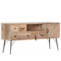 Red Living Sideboard Latta - Mango massiv / Metall - Mango / Schwarz