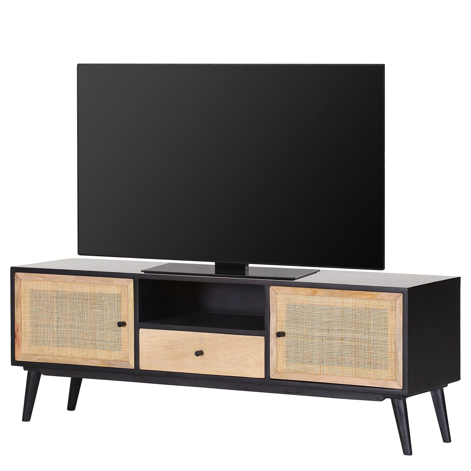 Red Living TV-Lowboard Lexham II - Mango massiv / Rattan - Mango / Mango Schwarz 1 Red Living TV-Lowboard Lexham II - Mango massiv / Rattan - Mango / Mango Schwarz