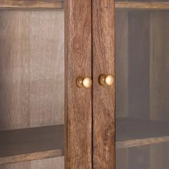 Naturoo Vitrinenschrank Nyack - Mango massiv / Wiener Geflecht - Mango / Gold -Wohnzimmermöbel boutique en ligne 1000211479 200504 13495400269 DETAILS P000000001000211479