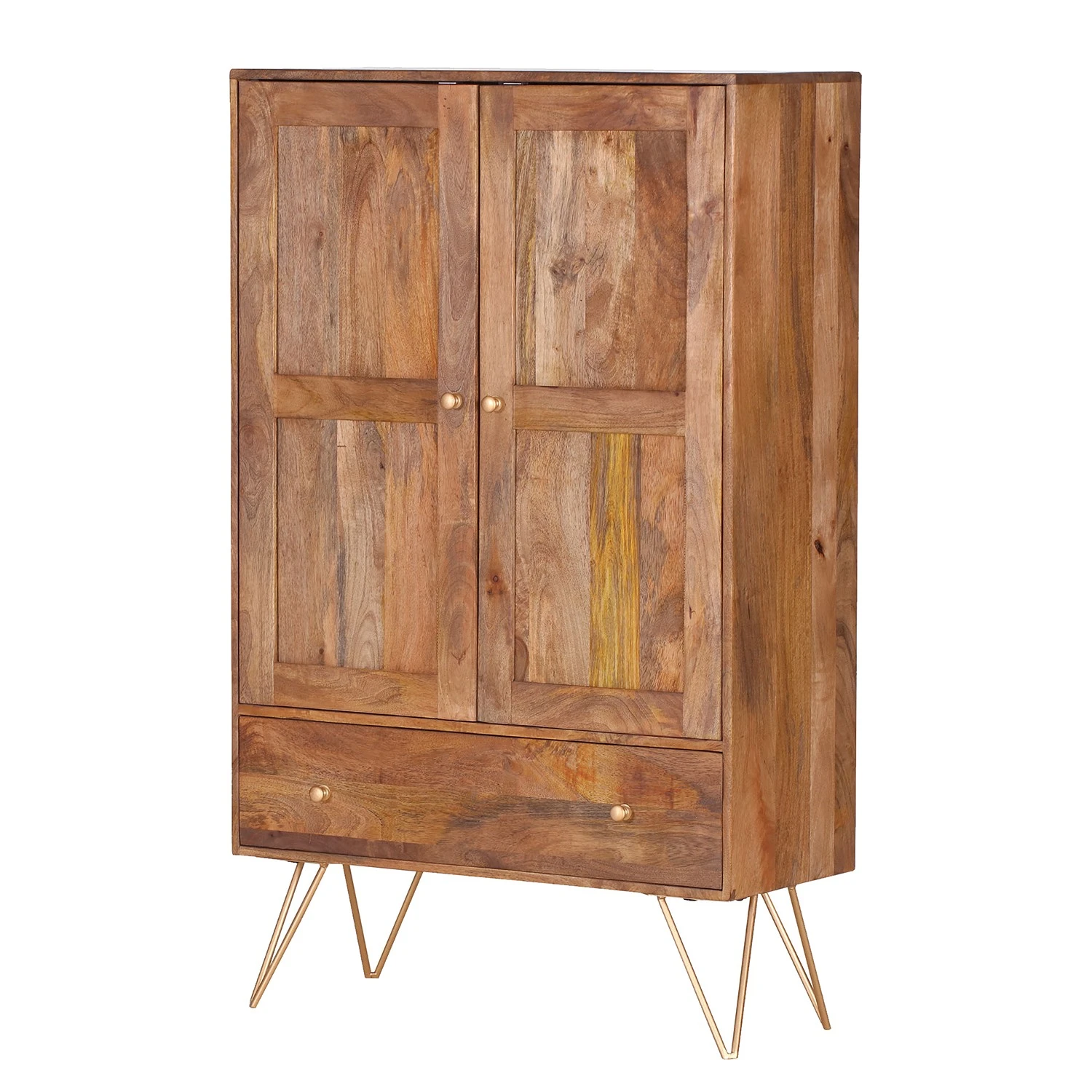 Naturoo Highboard Nyack - Mango massiv / Wiener Geflecht - Mango / Gold 2 Naturoo Highboard Nyack - Mango massiv / Wiener Geflecht - Mango / Gold – Bild 2