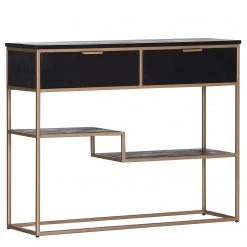 Jack & Alice Konsolentisch Harbin II - Akazie massiv / Metall - Akazie Schwarz / Gold