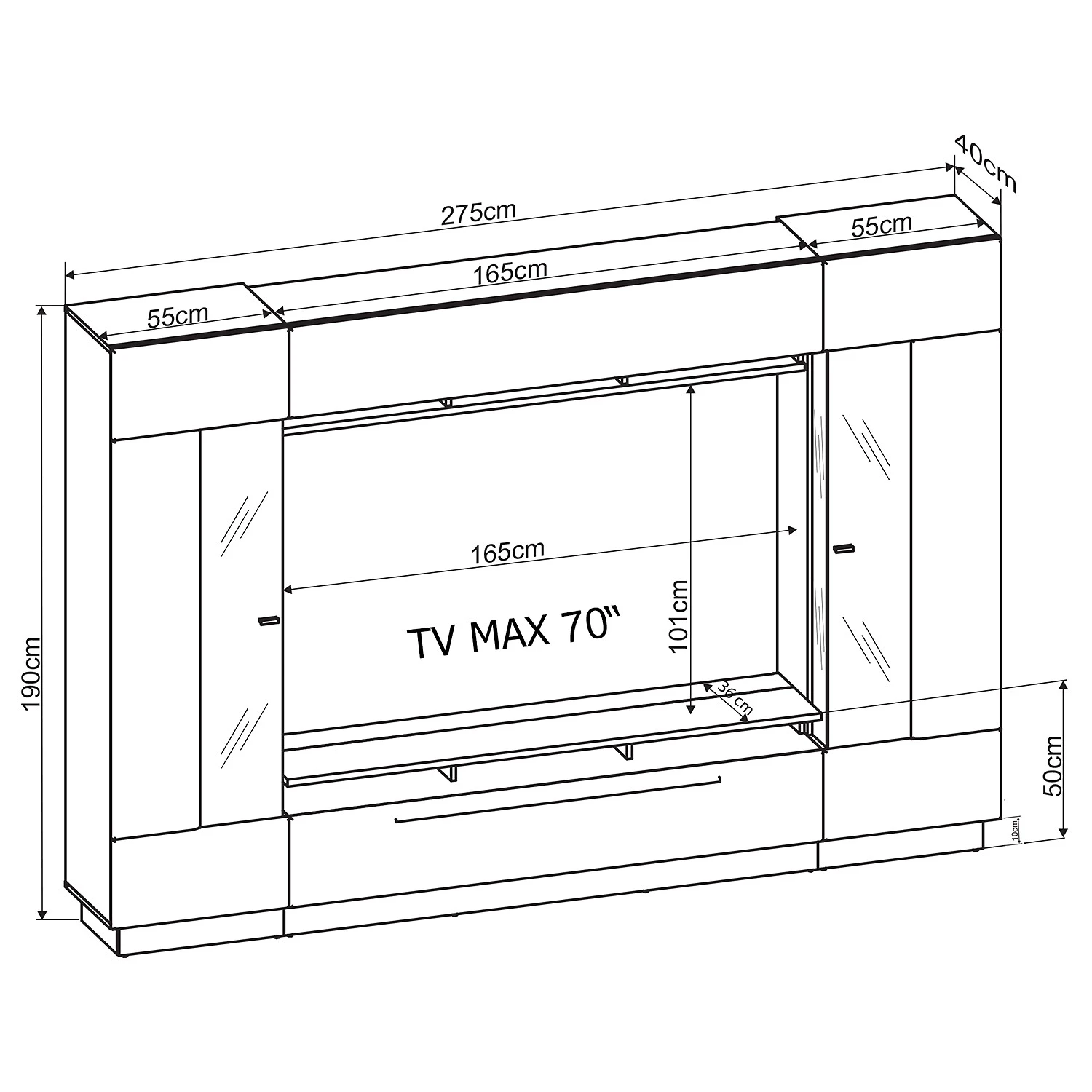 Fredriks TV-Wand Bylas (4-teilig) - Hochglanz Grau 3 Fredriks TV-Wand Bylas (4-teilig) - Hochglanz Grau – Bild 3