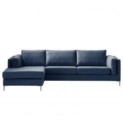 Studio Copenhagen Ecksofa COSO Classic+ mit Longchair - Webstoff Inze: Blau - Breite: 287 cm - Longchair davorstehend links - Chrom glänzend -Wohnzimmermöbel boutique en ligne 1000211866 200811 17012100465 DETAILS P000000001000211866