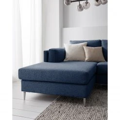 Studio Copenhagen Ecksofa COSO Classic+ mit Longchair - Webstoff Inze: Blau - Breite: 287 cm - Longchair davorstehend links - Chrom glänzend -Wohnzimmermöbel boutique en ligne 1000211866 200923 09514600202 DETAILS P000000001000211866