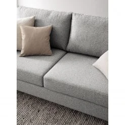 Studio Copenhagen Wohnlandschaft COSO Classic+ - Webstoff Inze: Hellgrau - Longchair davorstehend rechts / Ottomane links - Bettkasten - Chrom glänzend -Wohnzimmermöbel boutique en ligne 1000212027 200923 09521000722 DETAILS P000000001000212027