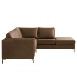 Studio Copenhagen Ecksofa COSO Classic+ mit Ottomane - Echtleder Taru: Nougat - Breite: 245 cm - Ottomane davorstehend rechts - Bettkasten - Eiche Dunkel -Wohnzimmermöbel boutique en ligne 1000212869 200825 13325800554 DETAILS P000000001000212869