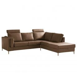 Studio Copenhagen Ecksofa COSO Classic+ mit Ottomane - Echtleder Taru: Nougat - Breite: 245 cm - Ottomane davorstehend rechts - Bettkasten - Eiche Dunkel -Wohnzimmermöbel boutique en ligne 1000212869 200825 13325800556 DETAILS P000000001000212869