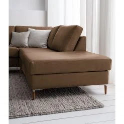 Studio Copenhagen Ecksofa COSO Classic+ mit Ottomane - Echtleder Taru: Nougat - Breite: 245 cm - Ottomane davorstehend rechts - Bettkasten - Eiche Dunkel -Wohnzimmermöbel boutique en ligne 1000212869 201008 13335500231 DETAILS P000000001000212869