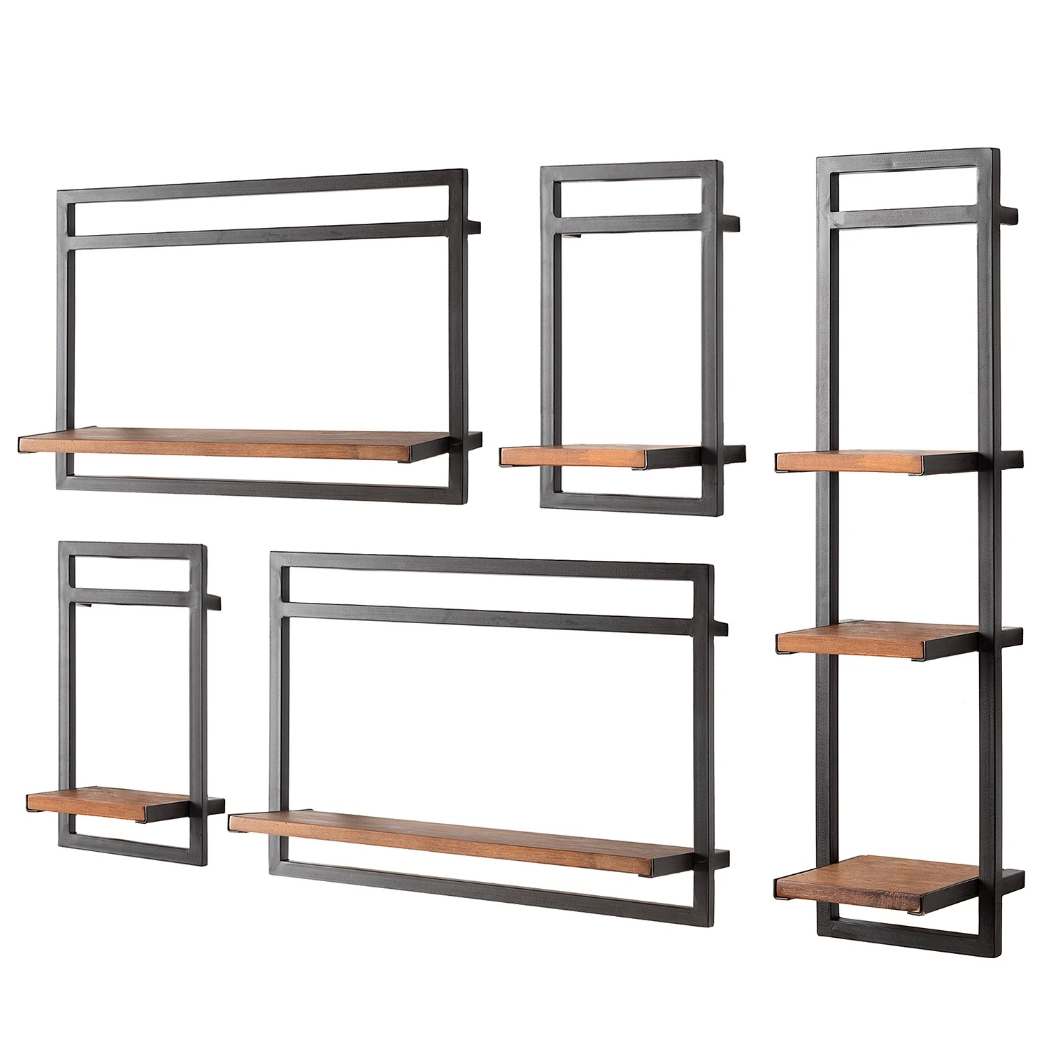 Ars manufacti Wandregal-Set Manchester II (5-teilig) - Akazie massiv / Metall - Akazie / Anthrazit 1 Ars manufacti Wandregal-Set Manchester II (5-teilig) - Akazie massiv / Metall - Akazie / Anthrazit