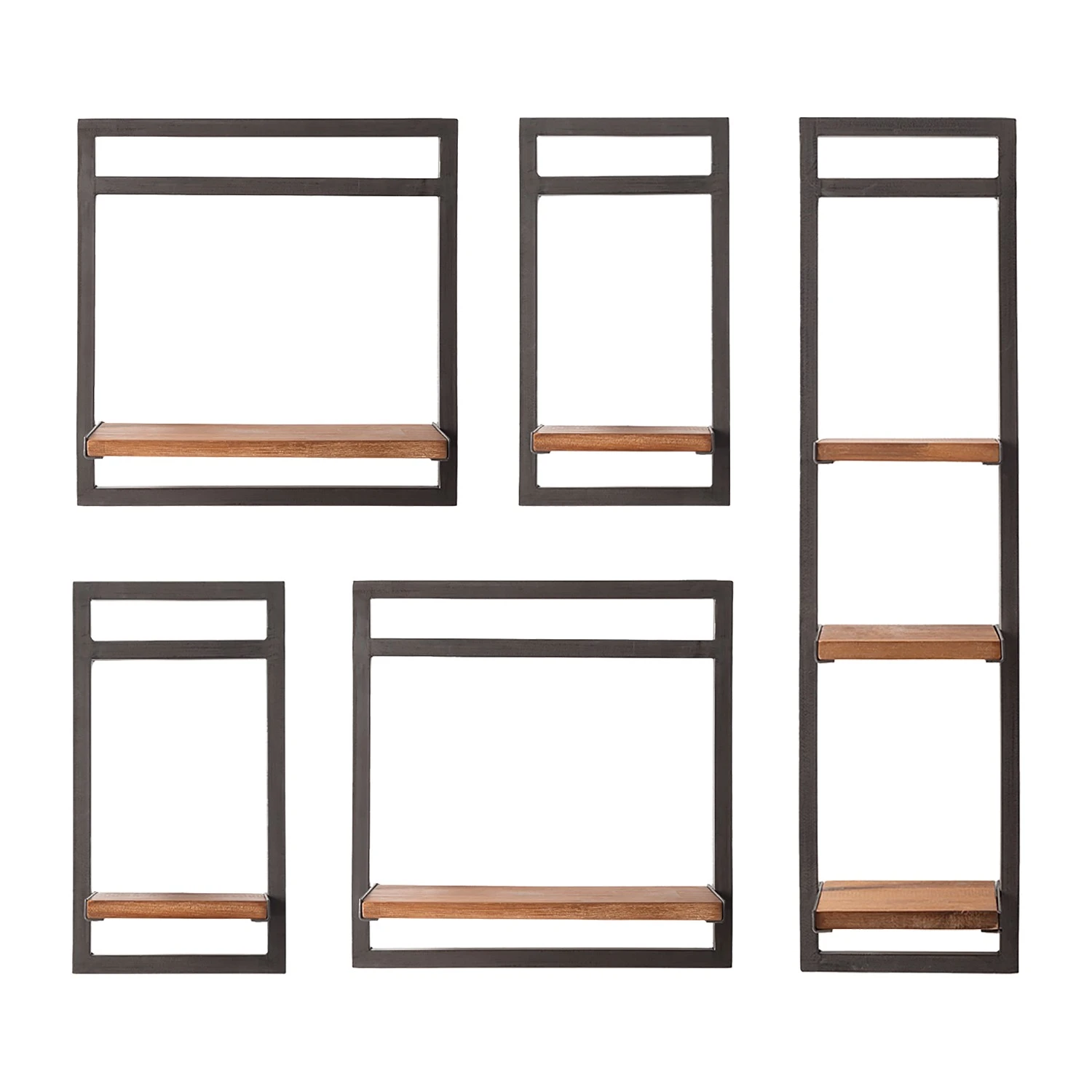 Ars manufacti Wandregal-Set Manchester III (5-teilig) - Akazie massiv / Metall - Akazie / Anthrazit 3 Ars manufacti Wandregal-Set Manchester III (5-teilig) - Akazie massiv / Metall - Akazie / Anthrazit – Bild 3