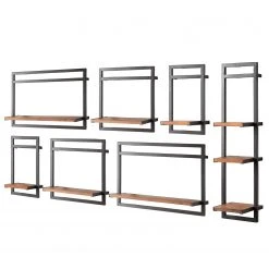 Ars manufacti Wandregal-Set Manchester V (7-teilig) - Akazie massiv / Metall - Akazie / Anthrazit