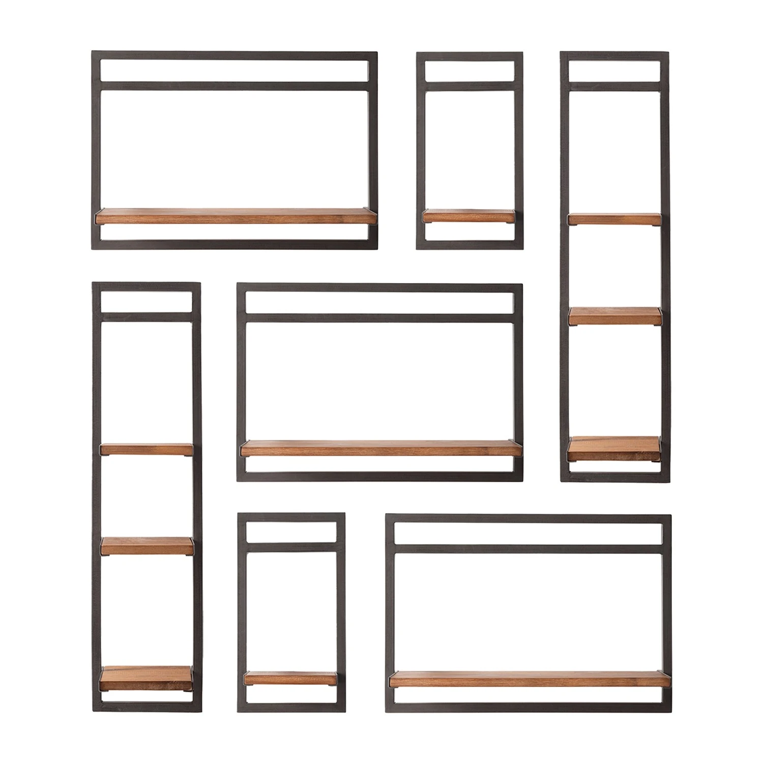 Ars manufacti Wandregal-Set Manchester VI (7-teilig) - Akazie massiv / Metall - Akazie / Anthrazit 3 Ars manufacti Wandregal-Set Manchester VI (7-teilig) - Akazie massiv / Metall - Akazie / Anthrazit – Bild 3
